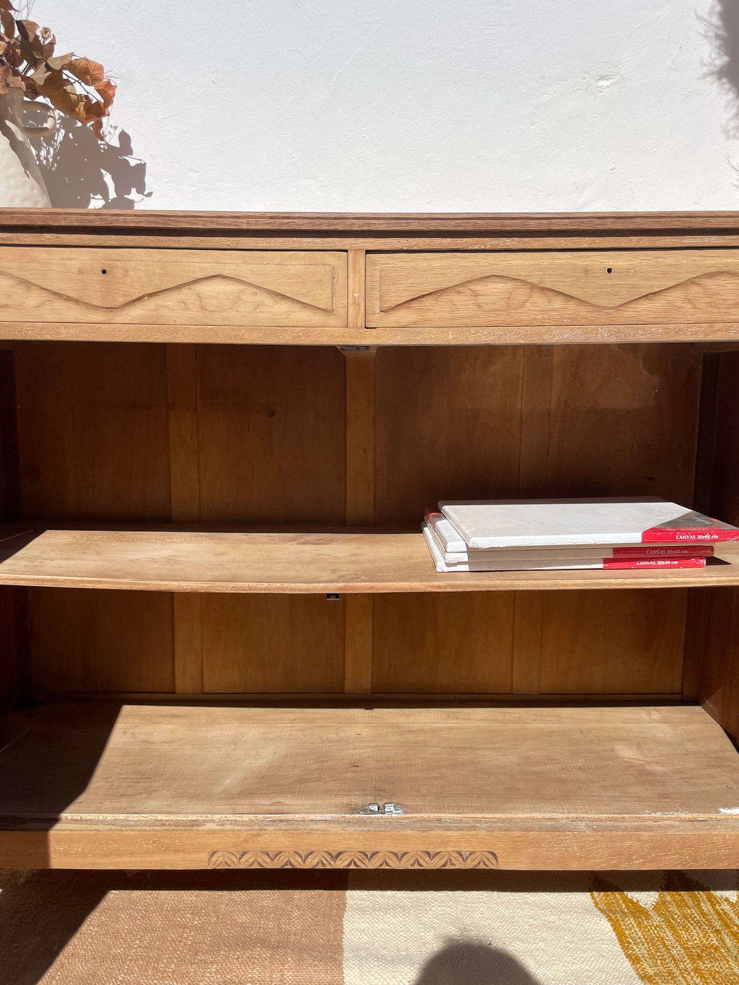Buffet parisien ancien en bois massif — 2 portes — années 40-60
