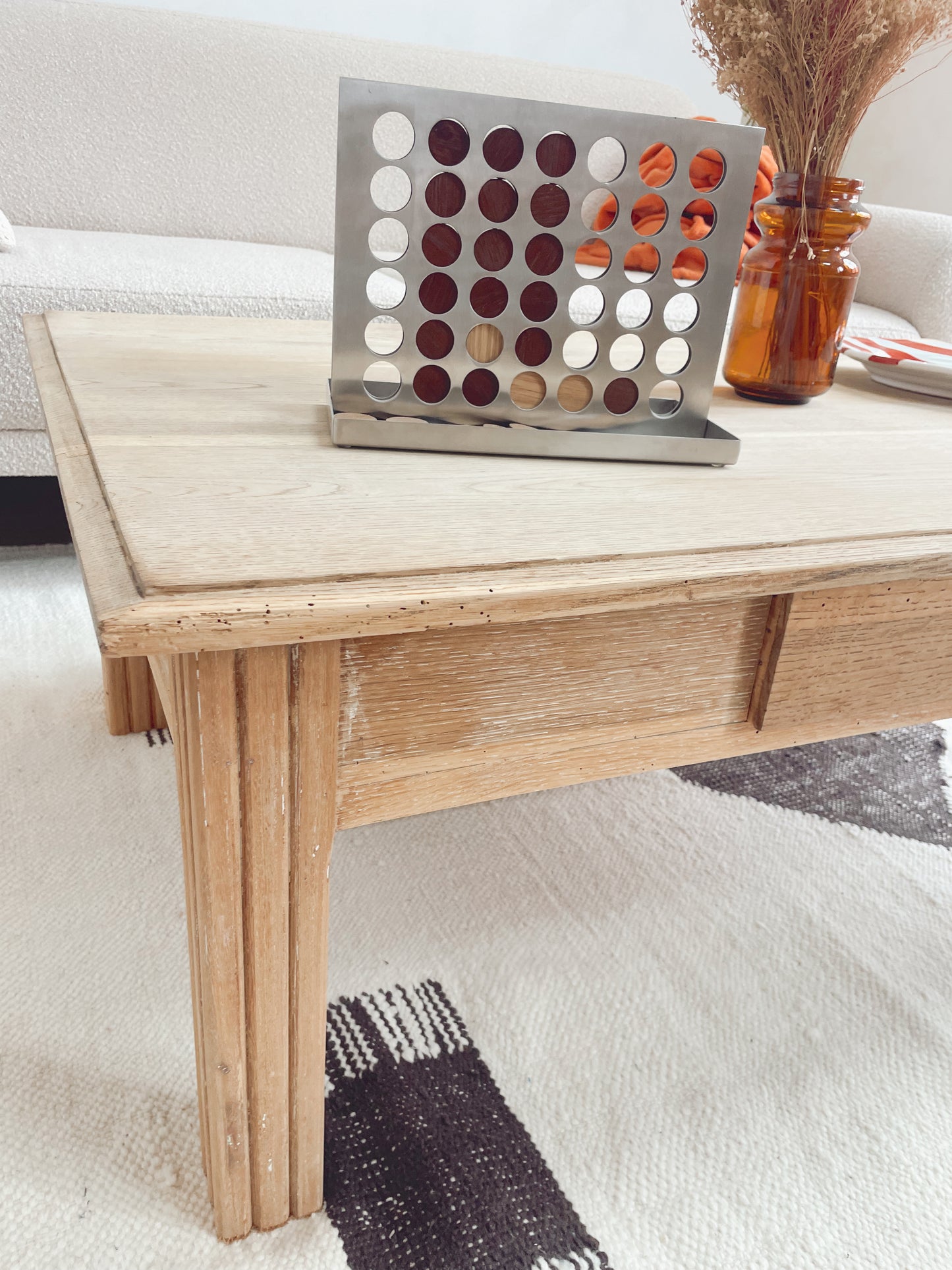 Table basse rustique en bois massif – style campagne / ferme