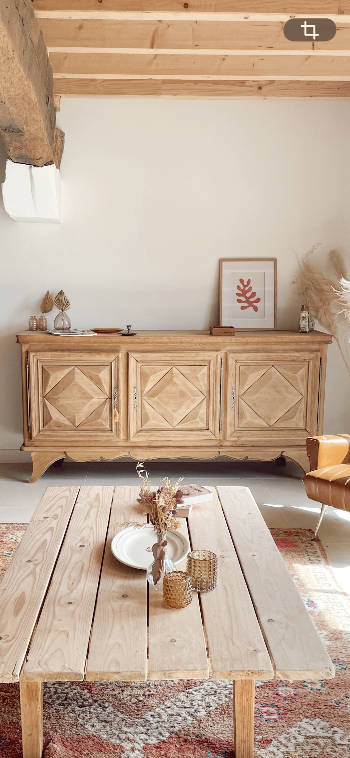 Buffet en bois massif 200 cm - meuble de rangement / comptoir bar - style campagne chic / vintage