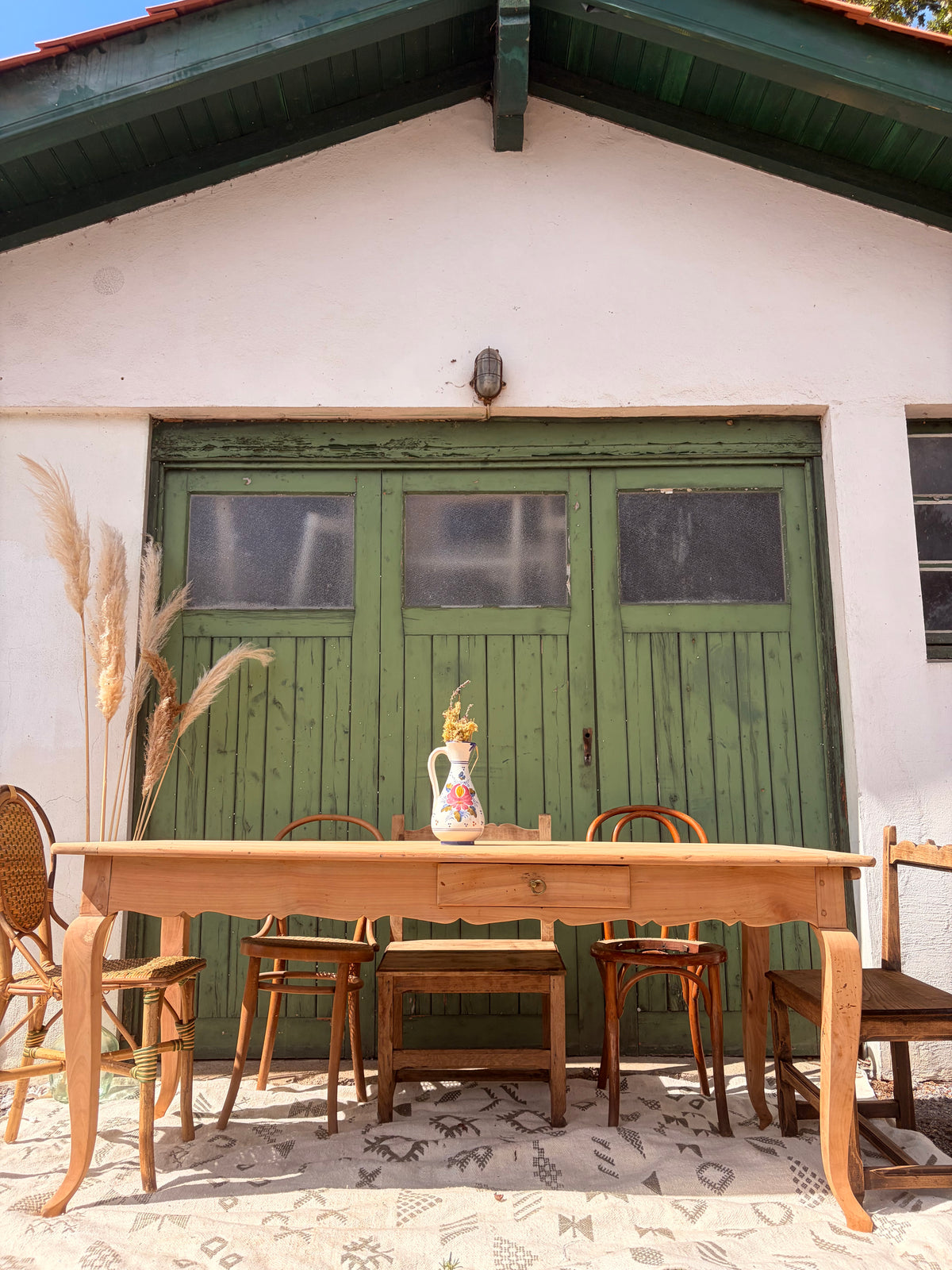 Table de ferme ancienne en bois avec rallonge coulissante – 180 cm