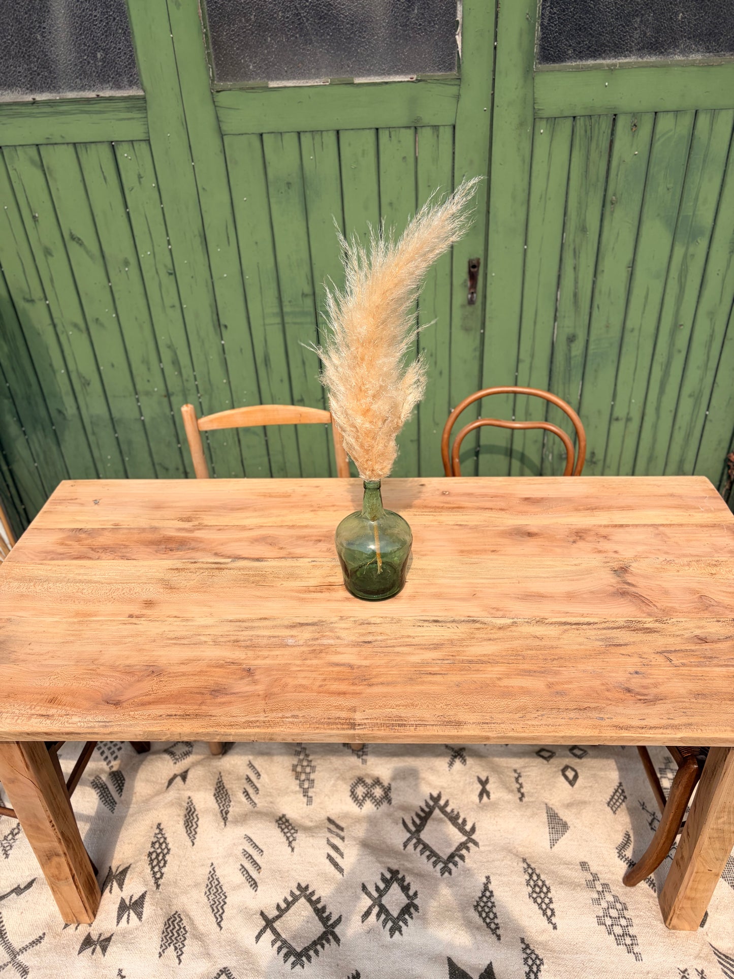 Table de ferme ancienne en bois massif – 160 x 79 cm