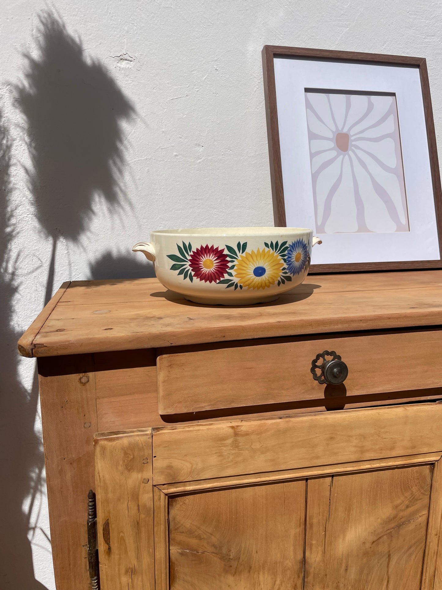 Buffet bohème vintage en bois brut massif - entièrement décapé