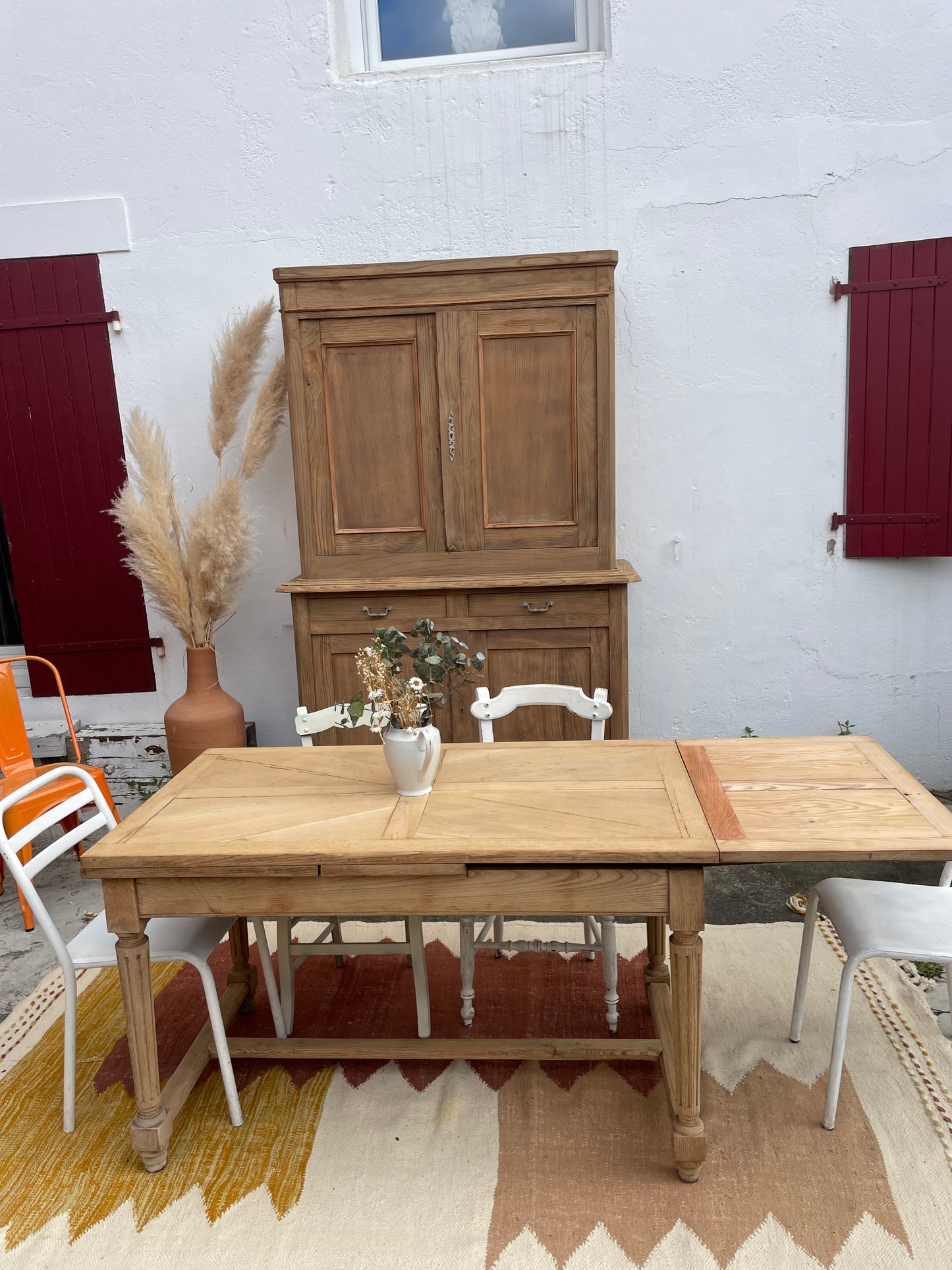 Table de ferme ancienne – bois massif – modulable – pleine de charme