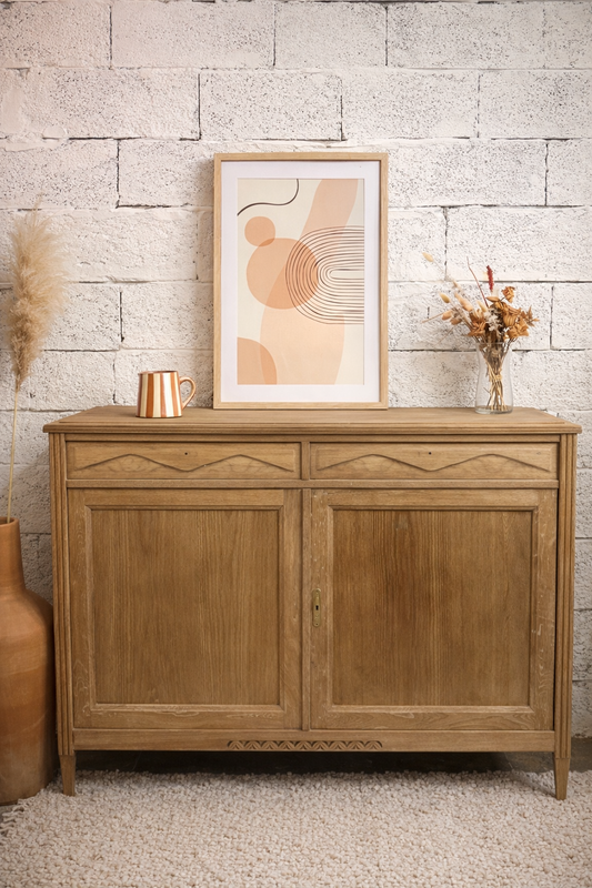 Buffet parisien ancien en bois massif — 2 portes — années 40-60