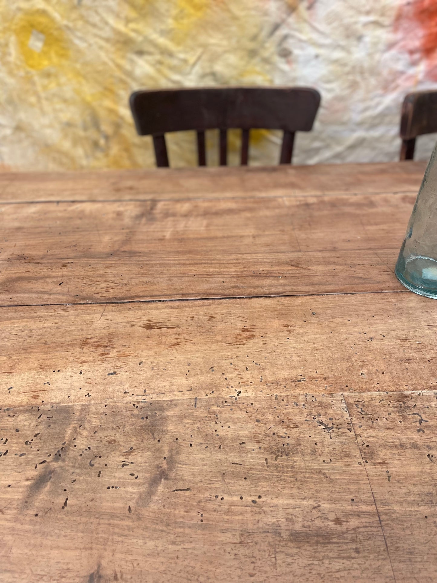 Table de ferme ancienne vintage bois brut 170cm