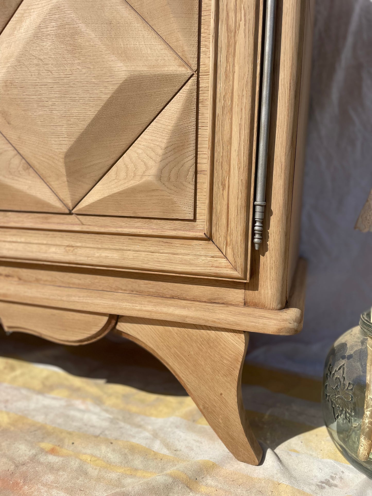Buffet en bois massif 200 cm - meuble de rangement / comptoir bar - style campagne chic / vintage