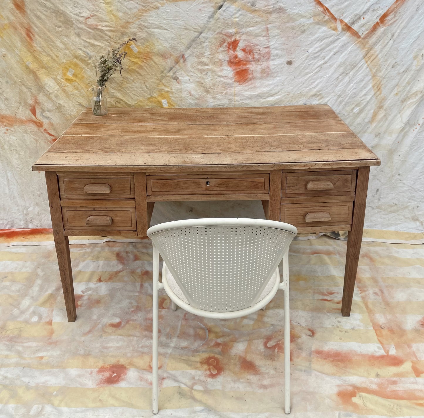 Bureau vintage bois brut décapé