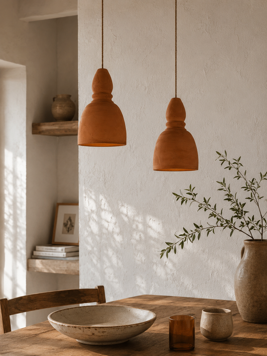 Suspension en terre cuite artisanale – Modèle Tala