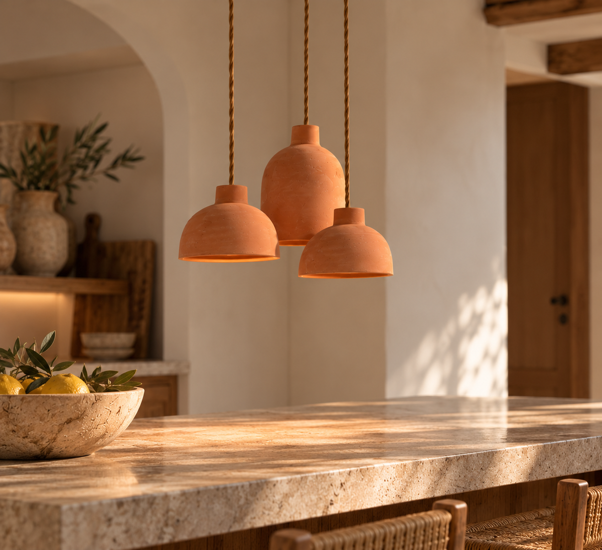 Trio Noma – Ensemble de 3 suspensions en terre cuite artisanales