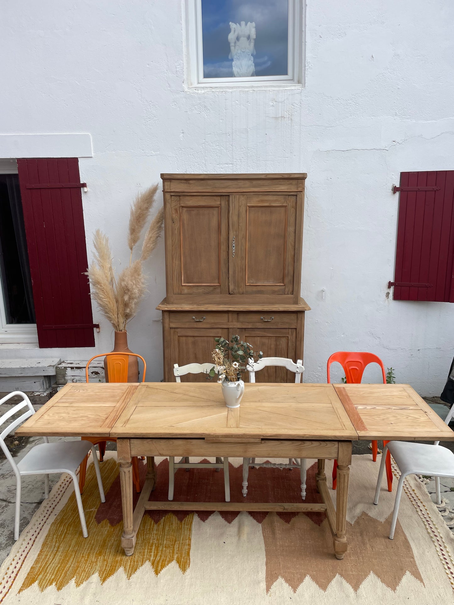 Table de ferme ancienne – bois massif – modulable – pleine de charme