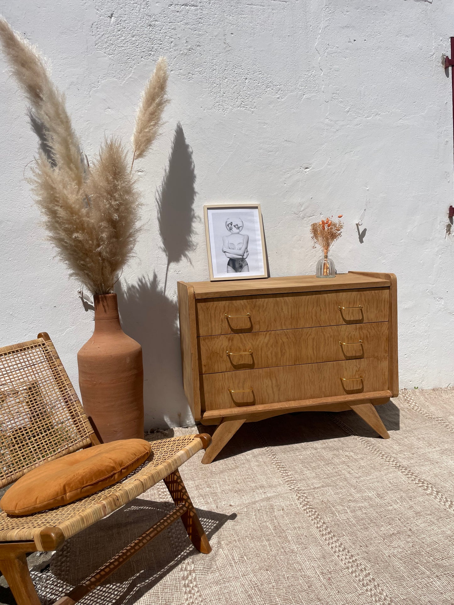 Commode vintage années 50 / 60 pieds compas style scandinave
