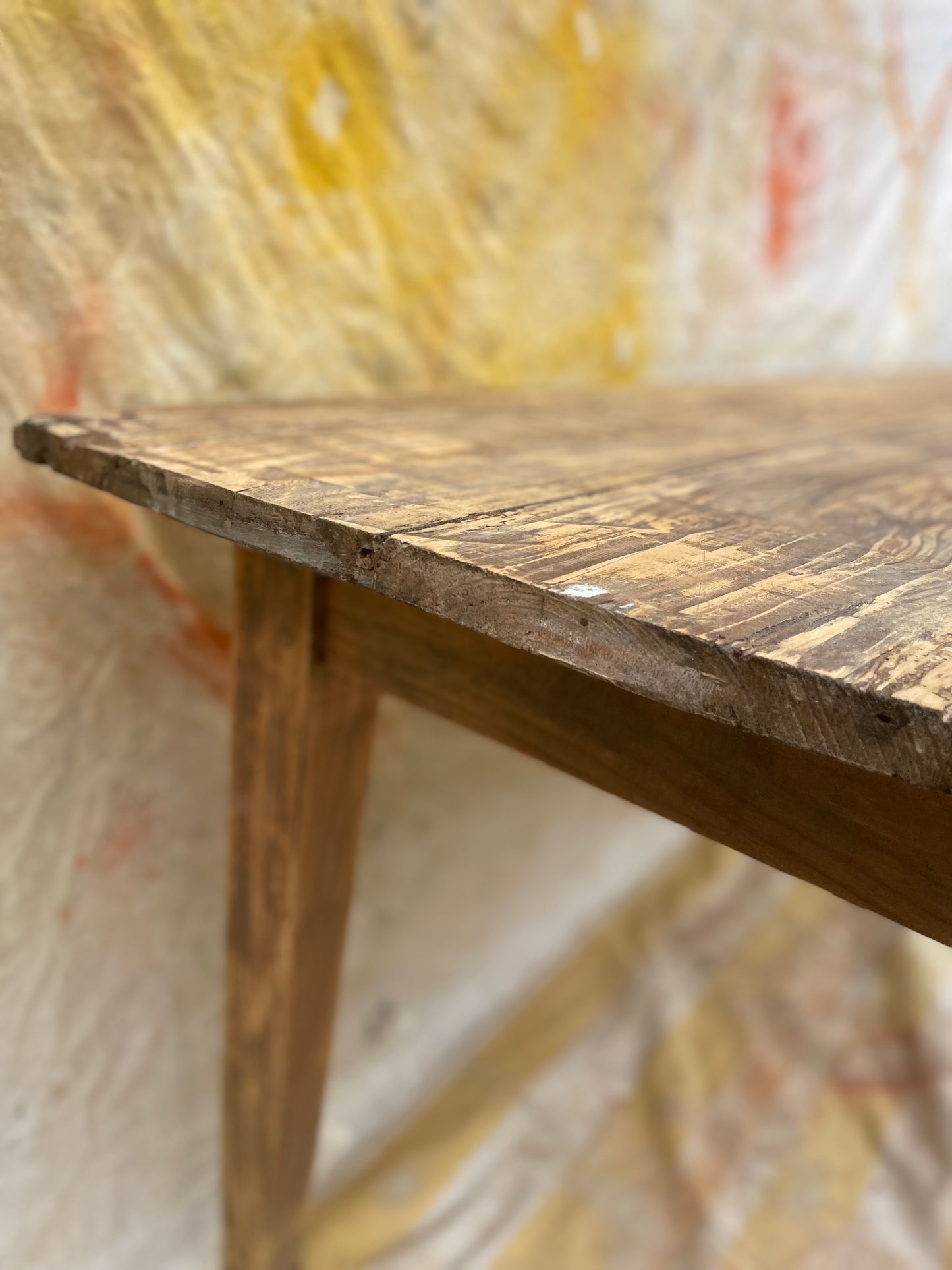 Grande table de vigneron ancienne en bois massif – 230 x 75 x 75 cm