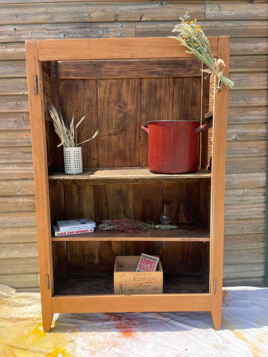 Armoire / vaisselier / bibliothèque vintage en bois brut