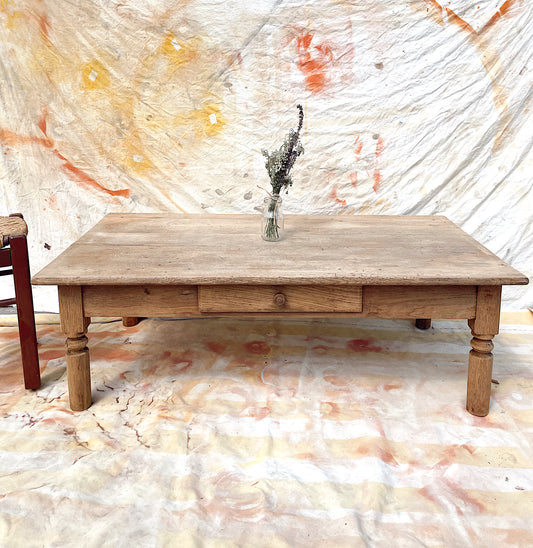 Grande table basse ferme ancienne en bois brut