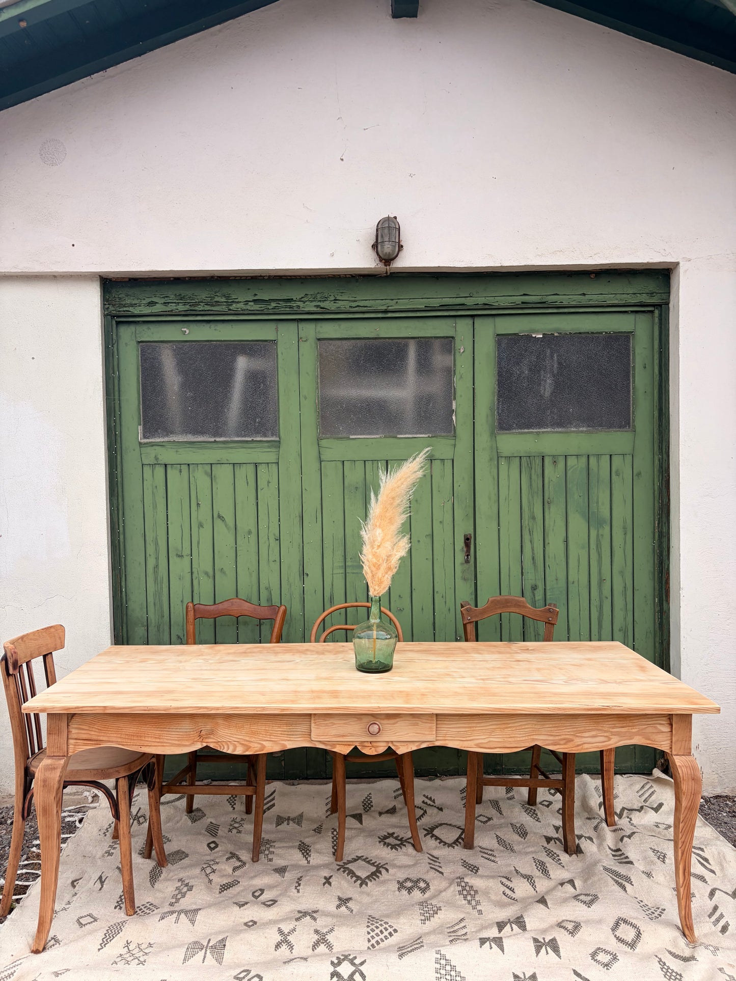 Grande table de ferme vintage pin massif 200x80cm