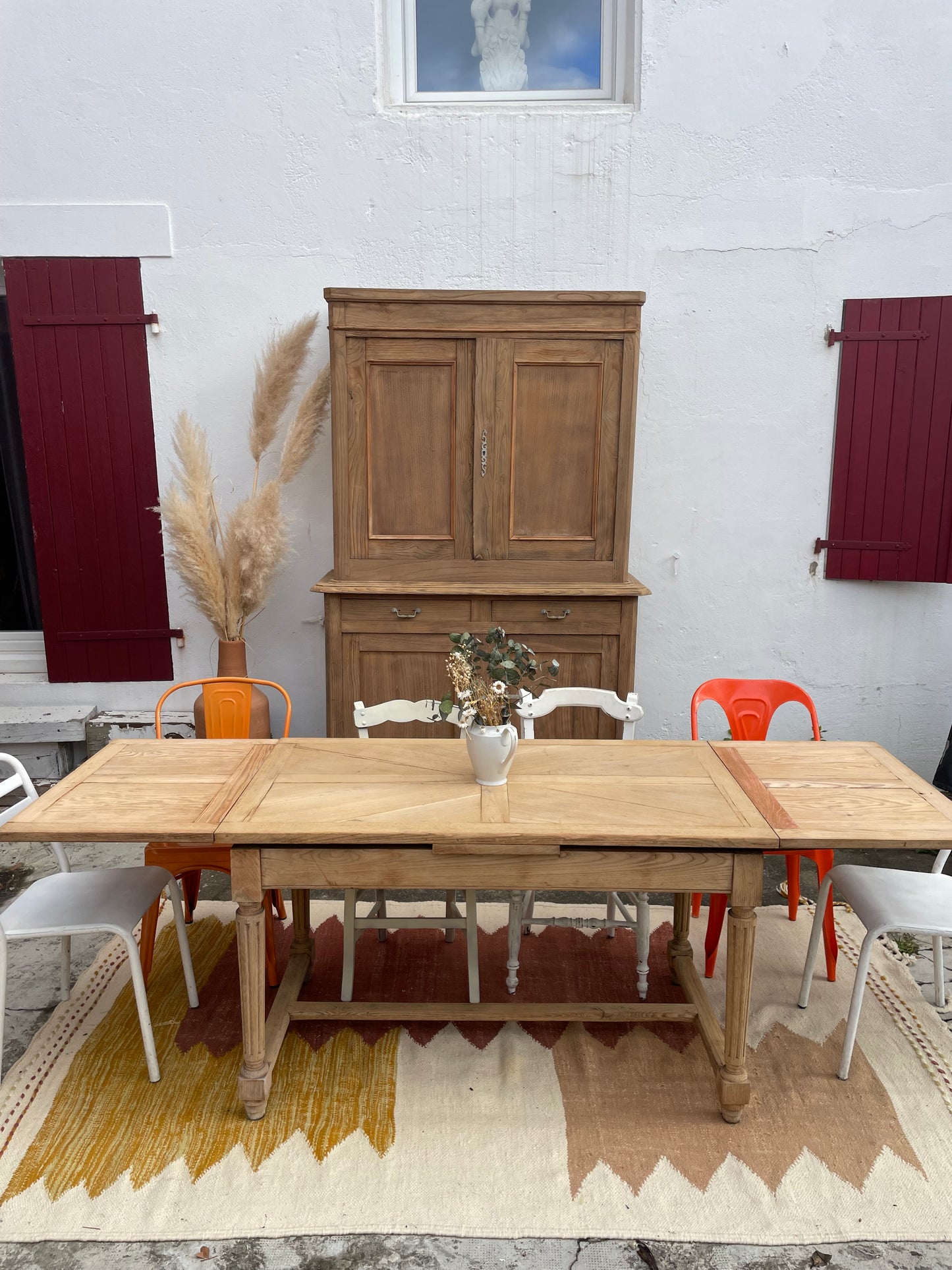Table de ferme ancienne – bois massif – modulable – pleine de charme