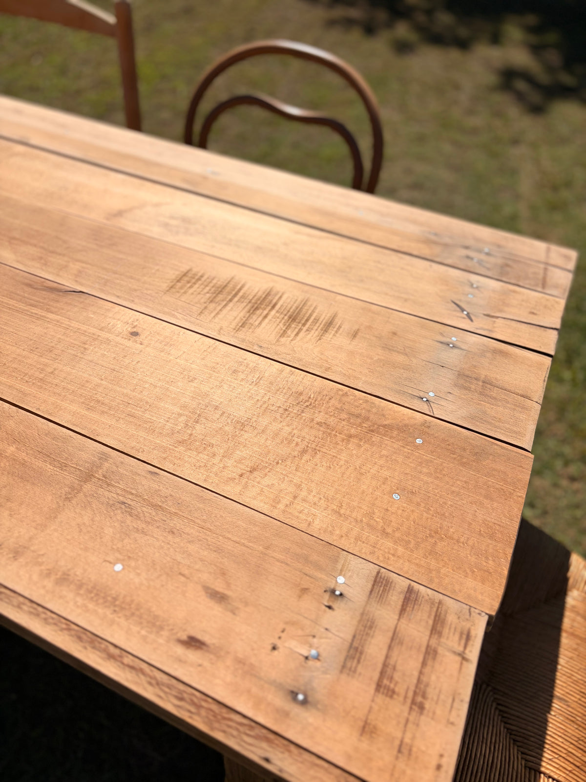 Table de ferme vintage en bois massif extensible – 200 à 250 cm