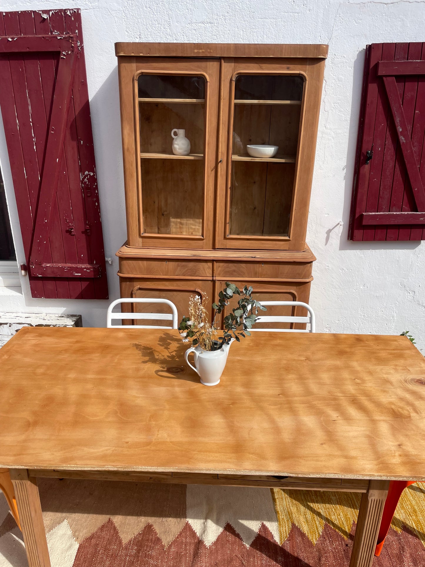 Grande table de ferme vintage 4 tiroirs – 200 × 100 cm
