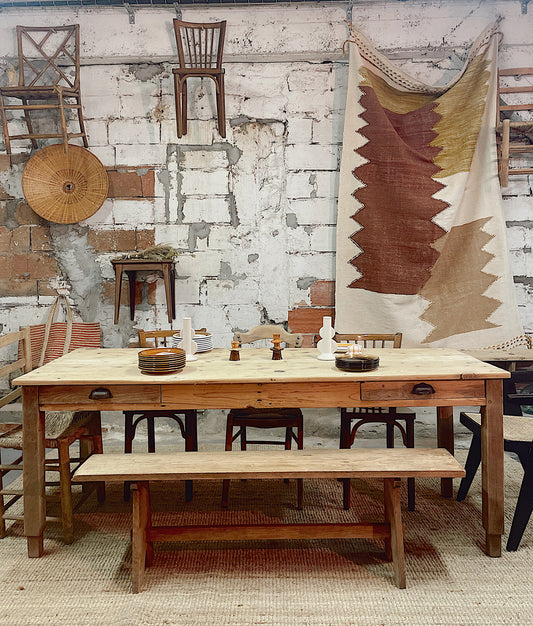 Grabde table de ferme bois brut 200cm
