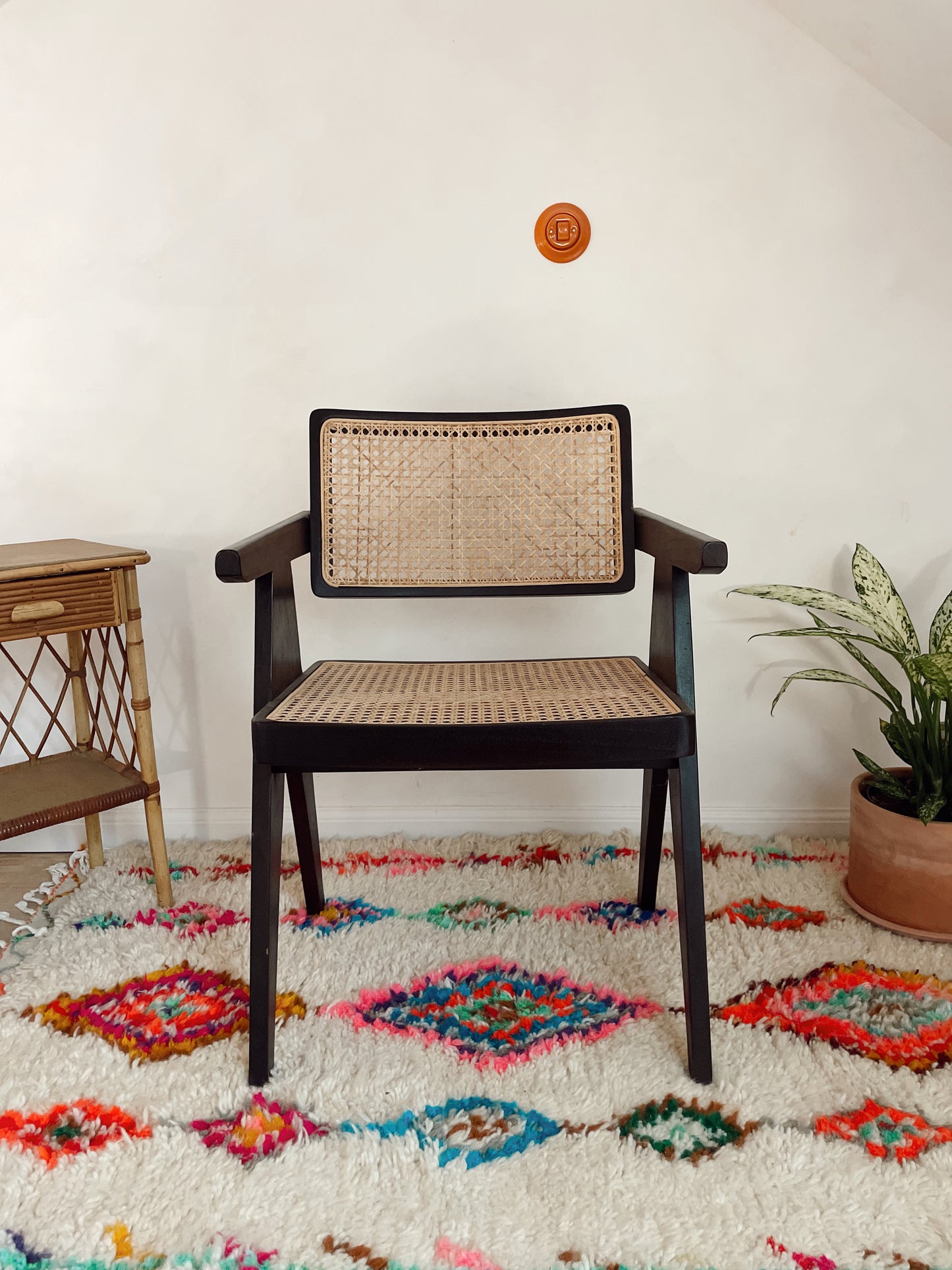 Fauteuil Bali Teck & cannage couleur noir