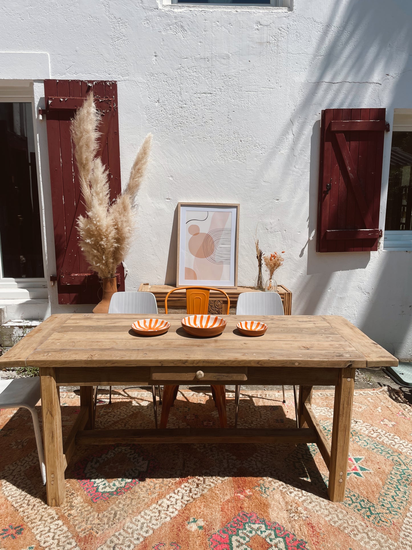 Table de ferme 185cm artisanale bois brut