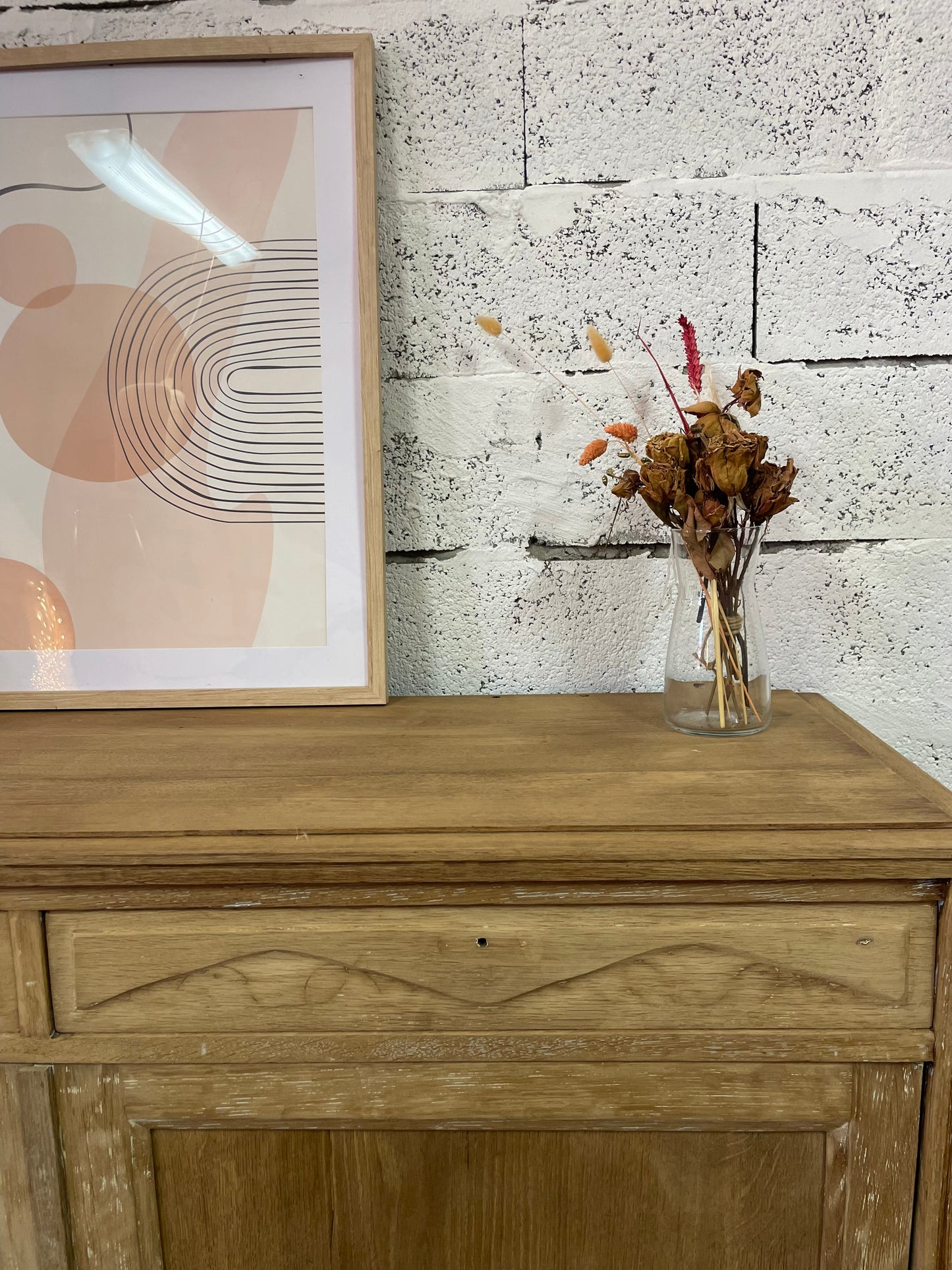 Buffet parisien ancien en bois massif — 2 portes — années 40-60