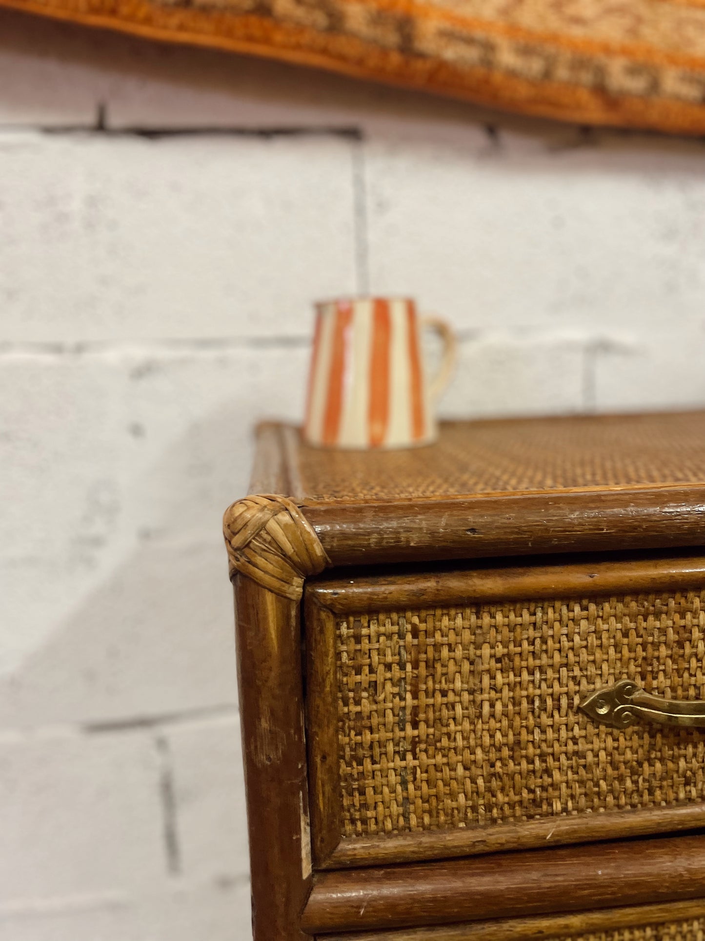 Commode vintage rotin années 50-60