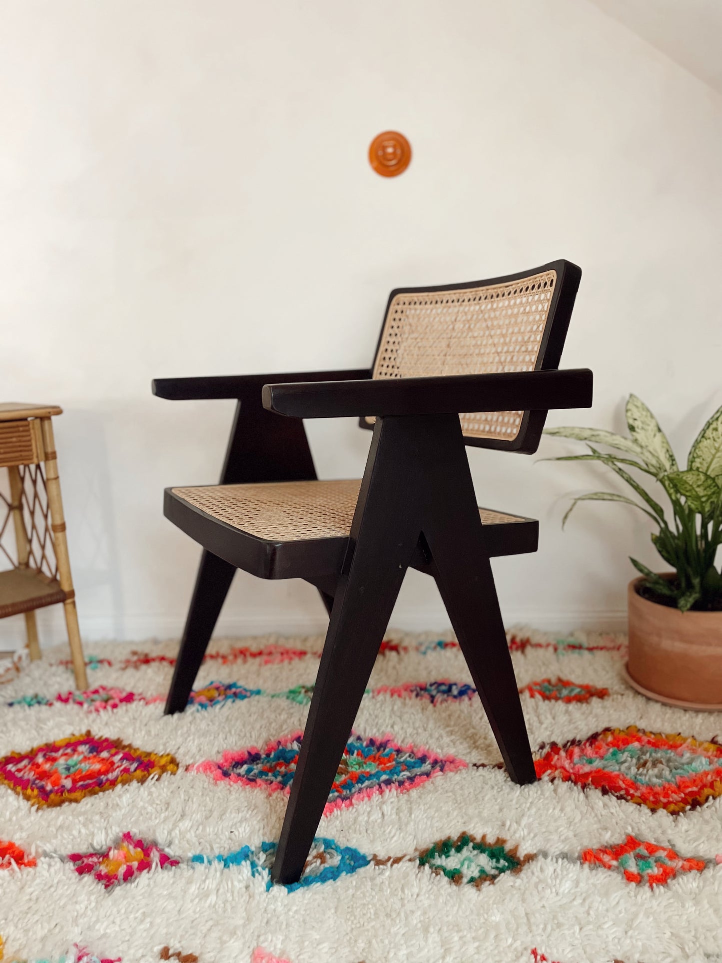Fauteuil Bali Teck & cannage couleur noir