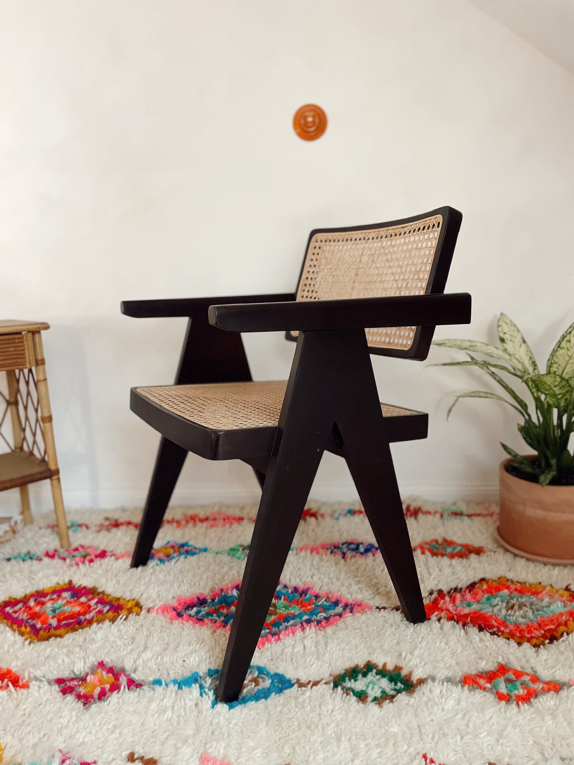 Fauteuil Bali Teck & cannage couleur noir