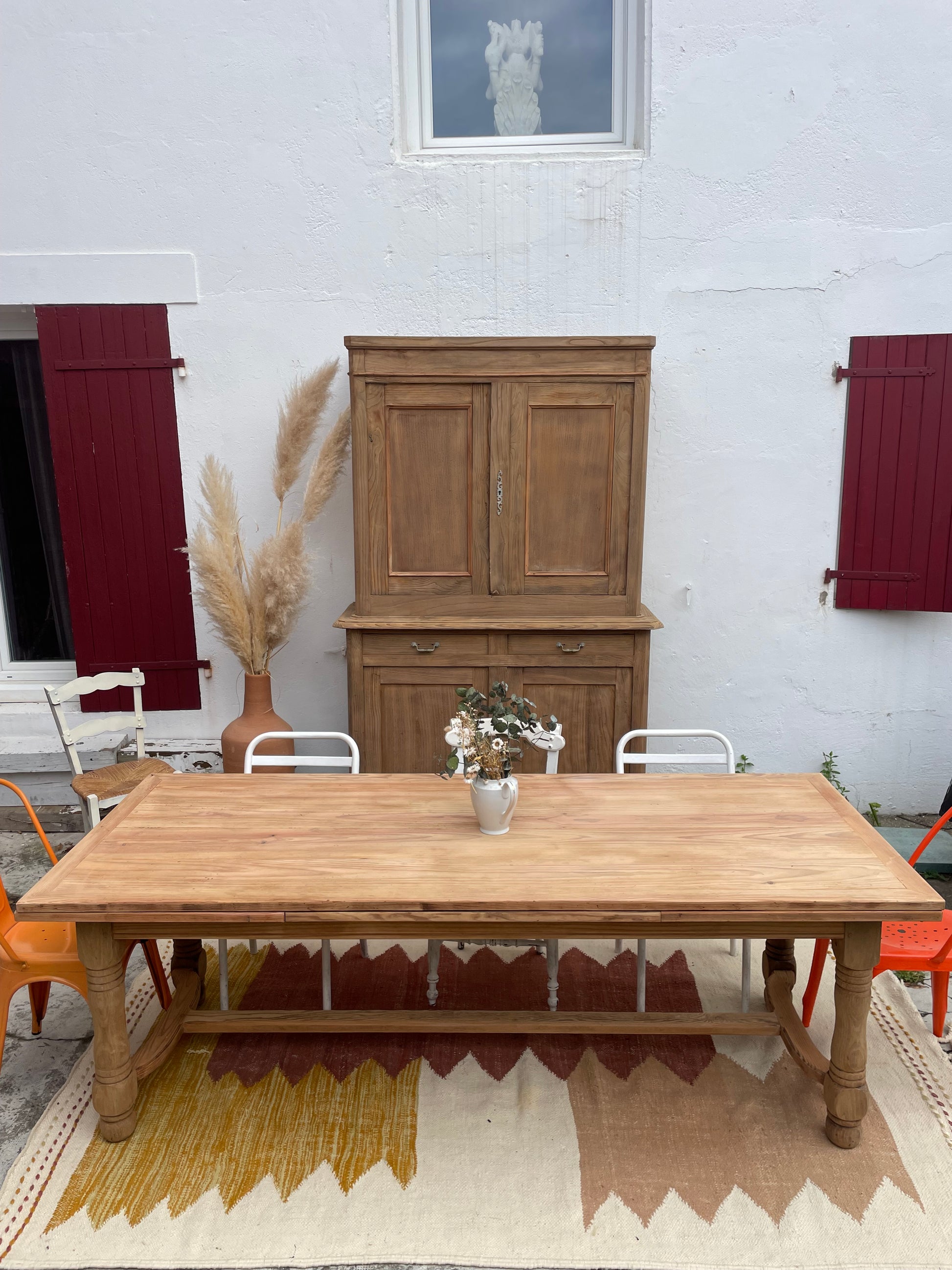 Grande table de ferme ancienne – modulable 350cm – esprit maison de famille-fermée 