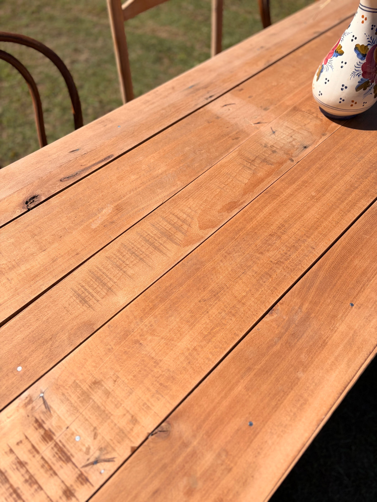 Table de ferme vintage en bois massif extensible – 200 à 250 cm