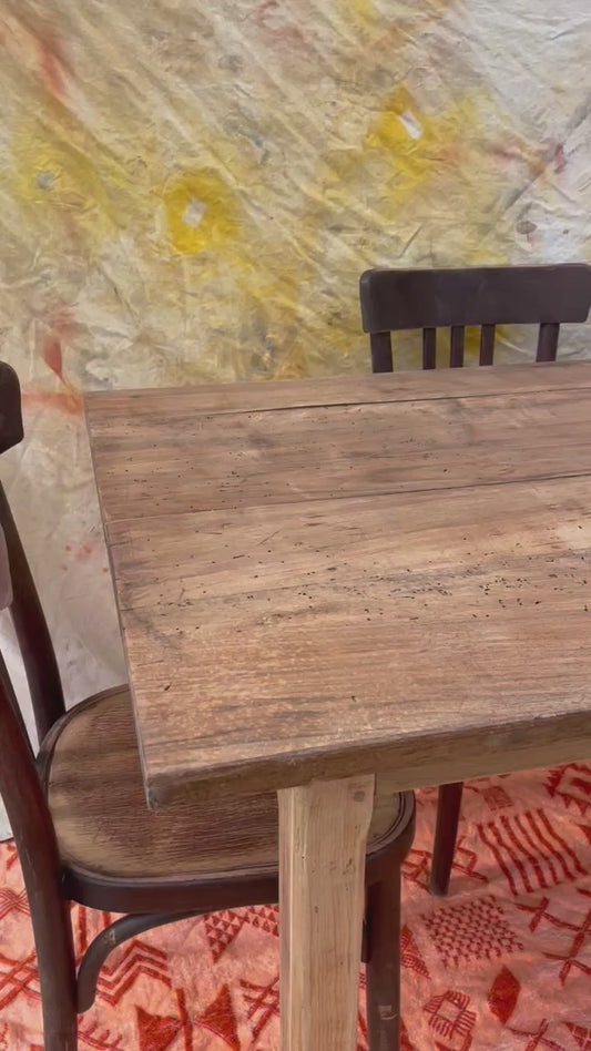 Table de ferme ancienne vintage bois brut 170cm